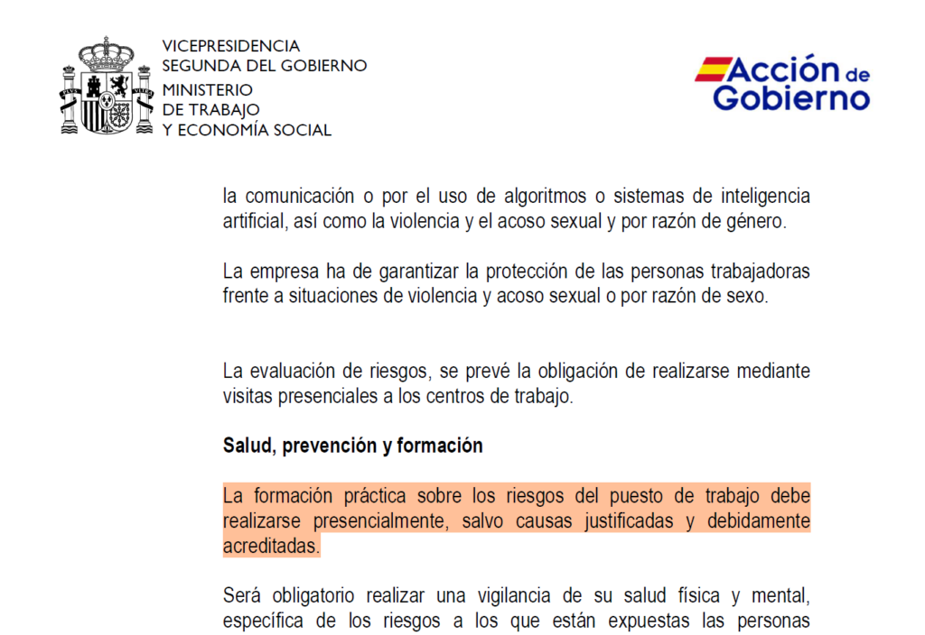 La formacion practica debe ser presencial
